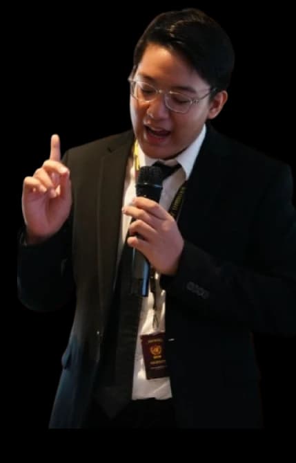 JOINMUN delegate holding a microphone